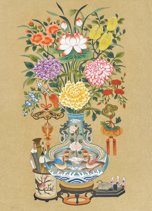 Harmony Vase – Traditional Korean Floral Still Life Print